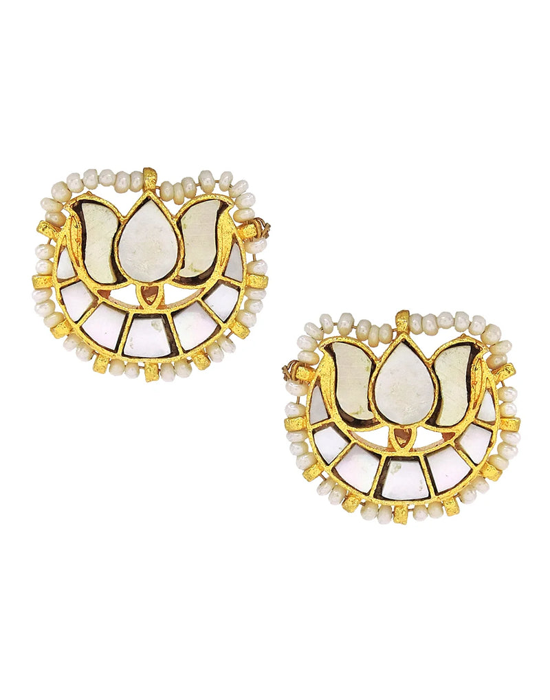 Pearl & Shell Lotus Cluster Earrings