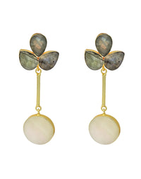 Labradorite & Pearl Drop Earrings- Handcrafted Jewellery from Dori