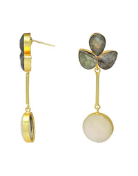 Labradorite & Pearl Drop Earrings- Handcrafted Jewellery from Dori