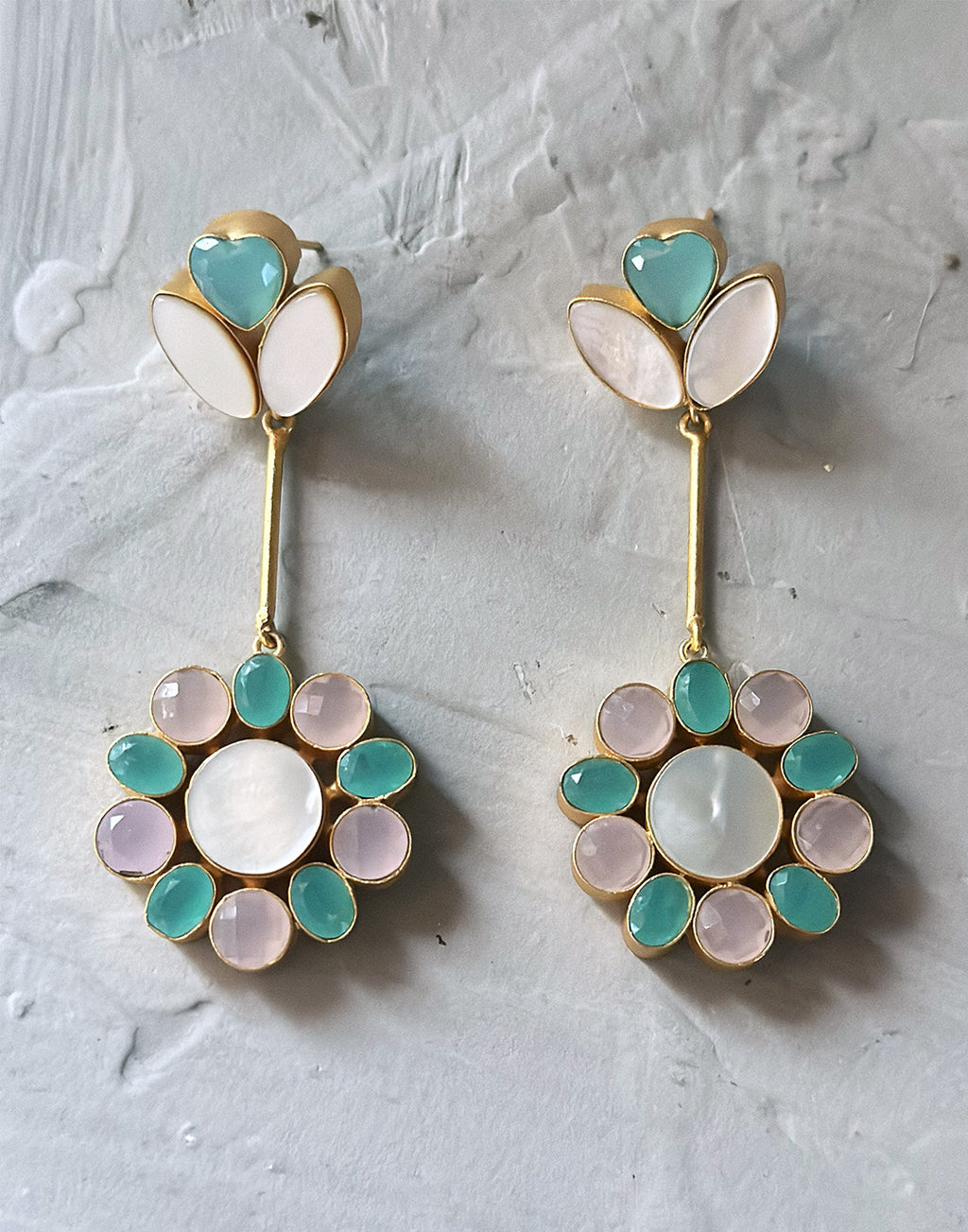 Spring Flower Danglers - Statement Earrings - Gold-Plated & Hypoallergenic Jewellery - Made in India - Dubai Jewellery - Dori