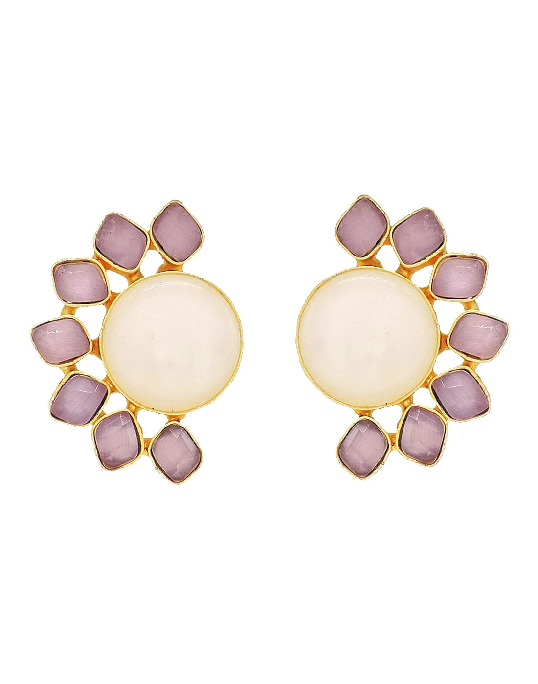 Pink Glass Half Flora Earrings- Handcrafted Jewellery from Dori