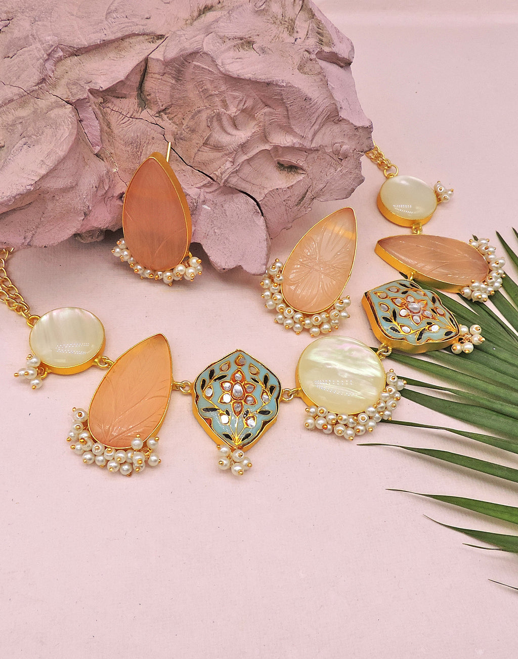 Orange Teardrop Earrings - Statement Earrings - Gold-Plated & Hypoallergenic Jewellery - Made in India - Dubai Jewellery - Dori
