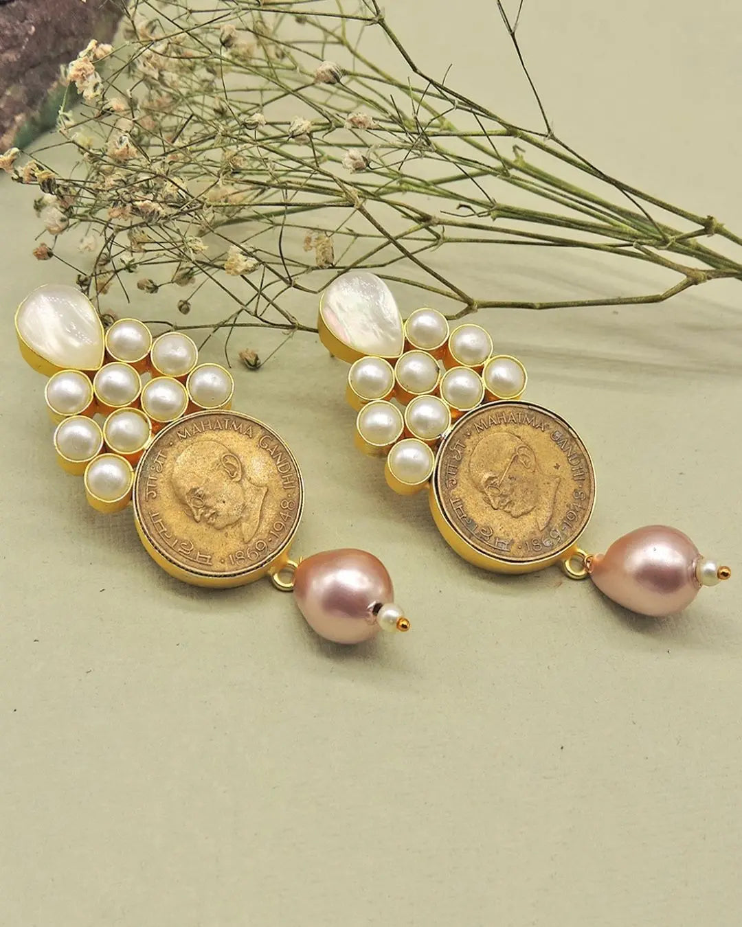 Amari Earrings | Grey Pearl & Rose Pearl