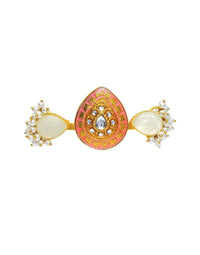 Arfa Kundan Ring (Coral)- Handcrafted Jewellery from Dori