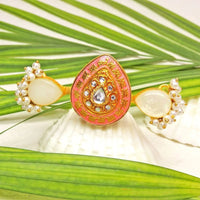 Arfa Kundan Ring (Coral)