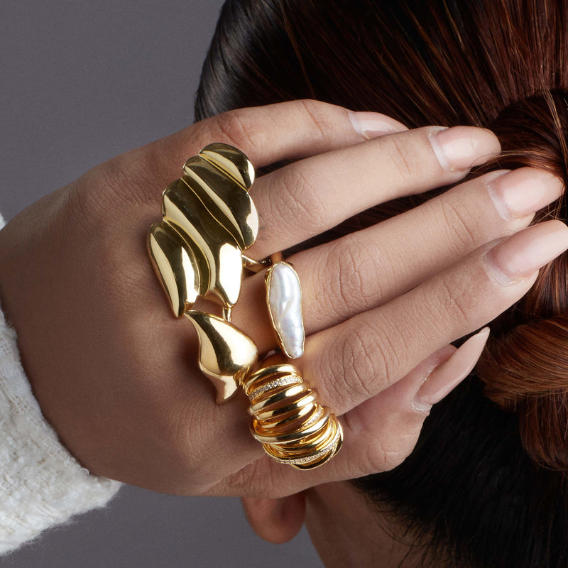 Baroque Pearl Ring - Statement Rings - Gold-Plated & Hypoallergenic Jewellery - Made in India - Dubai Jewellery - Dori