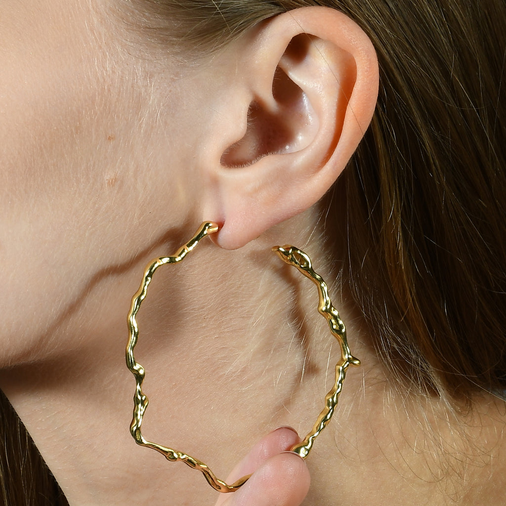 Melted Hoops - Statement Earrings - Gold-Plated & Hypoallergenic Jewellery - Made in India - Dubai Jewellery - Dori