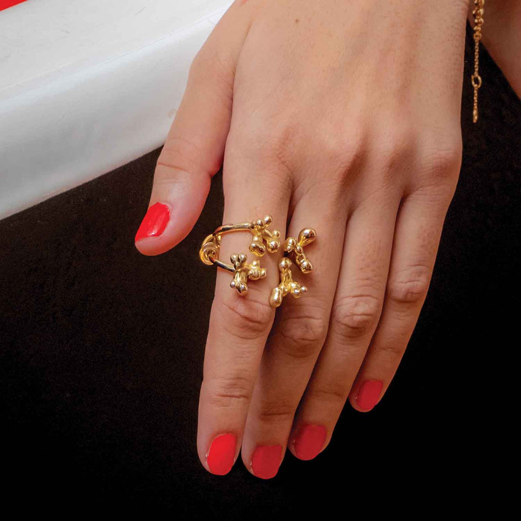 Pellet Ring - Statement Rings - Gold-Plated & Hypoallergenic Jewellery - Made in India - Dubai Jewellery - Dori
