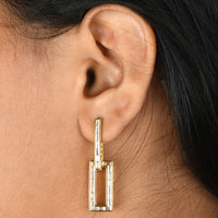 Studded Rectangle Danglers - Statement Earrings - Gold-Plated & Hypoallergenic Jewellery - Made in India - Dubai Jewellery - Dori