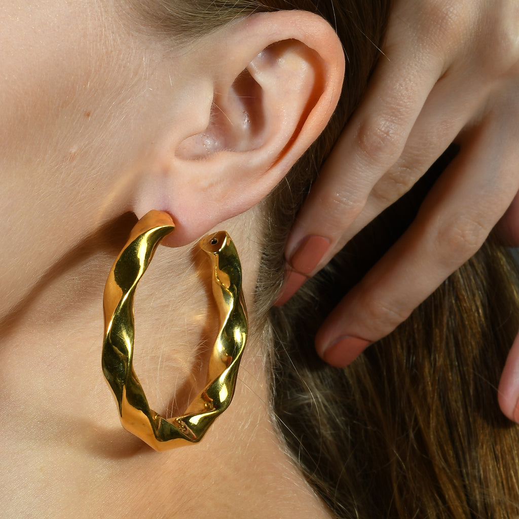 Swivel Hoops - Statement Earrings - Gold-Plated & Hypoallergenic Jewellery - Made in India - Dubai Jewellery - Dori