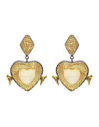 Bird & Heart Danglers- Handcrafted Jewellery from Dori