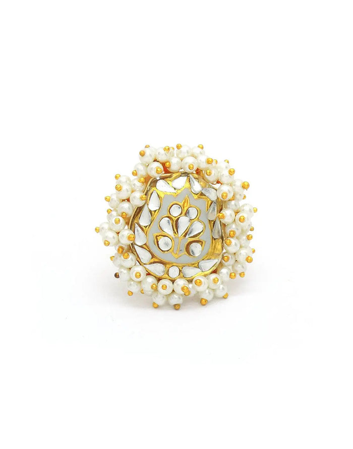 Blanc Kundan Ring- Handcrafted Jewellery from Dori