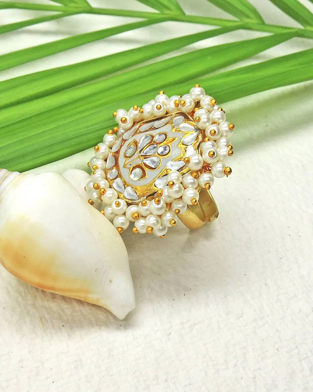 Blanc Kundan Ring- Handcrafted Jewellery from Dori