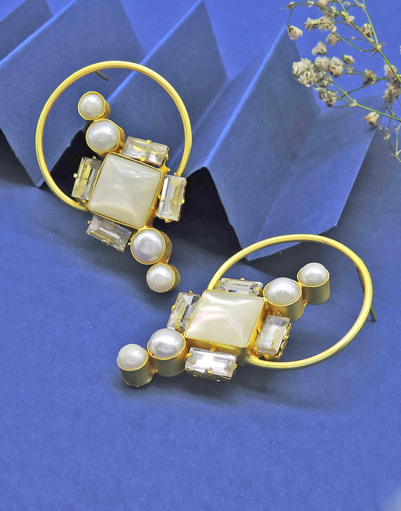 Crystal & Pearl Hoops- Handcrafted Jewellery from Dori