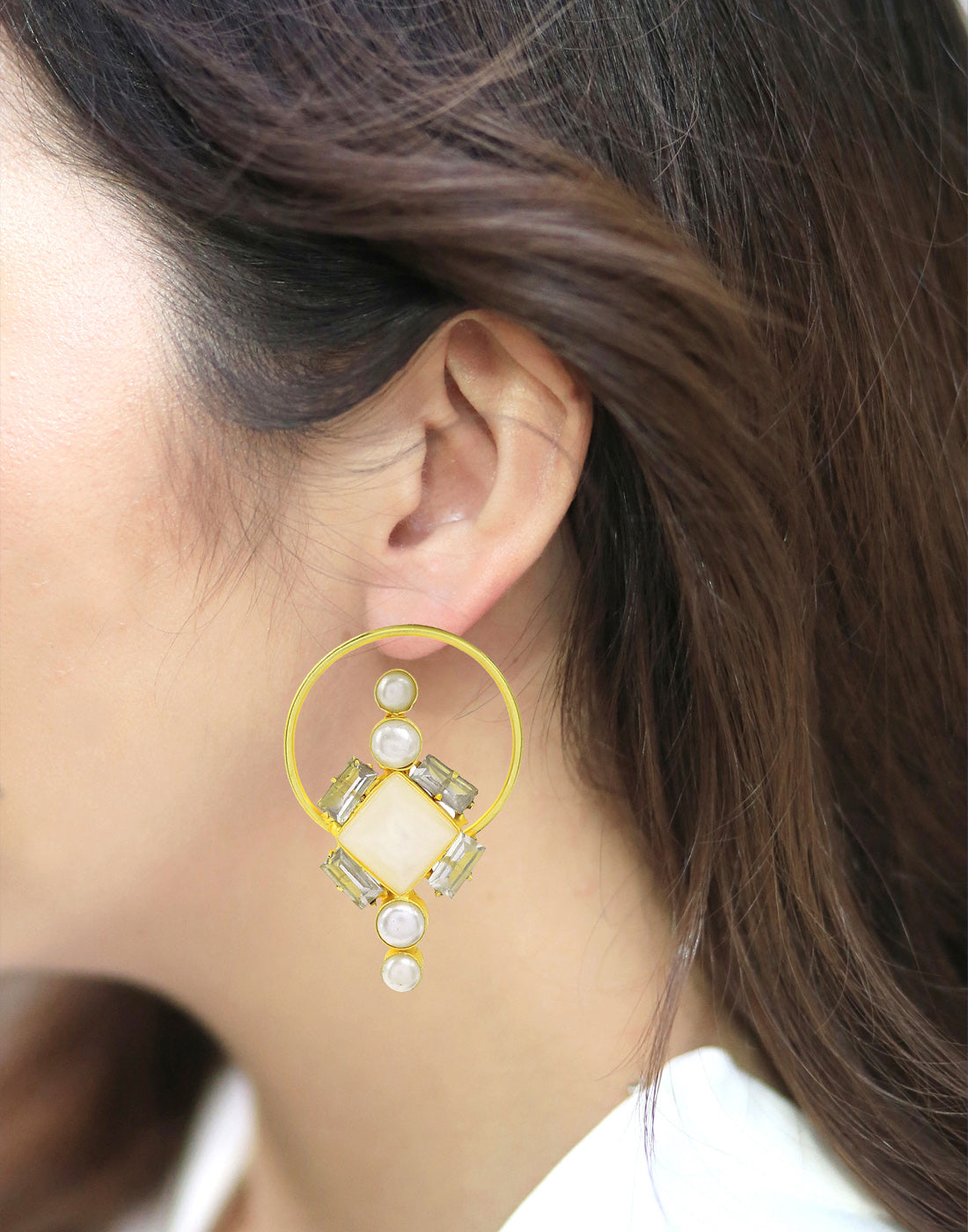 Crystal & Pearl Hoops- Handcrafted Jewellery from Dori