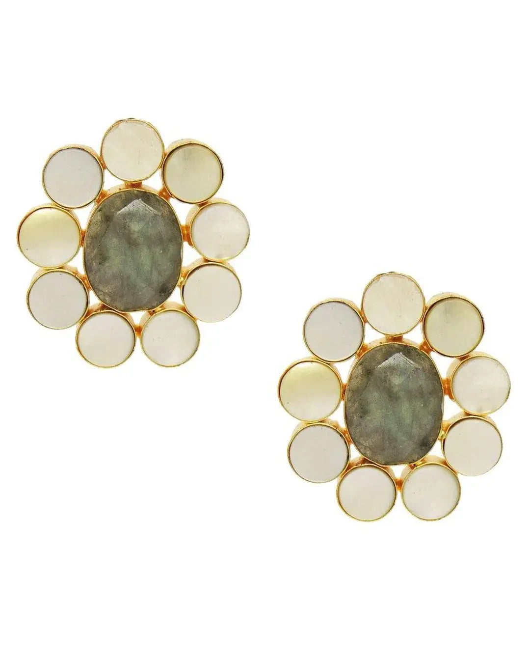 Floral Labradorite Studs- Handcrafted Jewellery from Dori