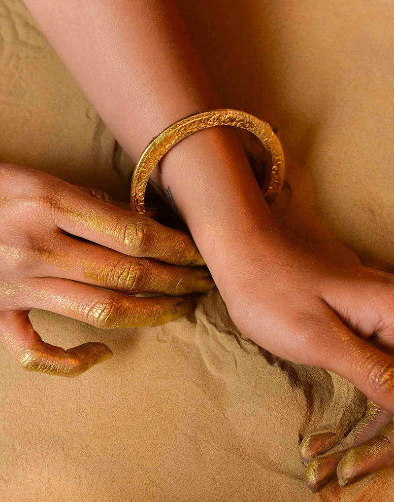 Fossil Bangle - Statement Bracelets & Cuffs - Gold-Plated & Hypoallergenic Jewellery - Made in India - Dubai Jewellery - Dori