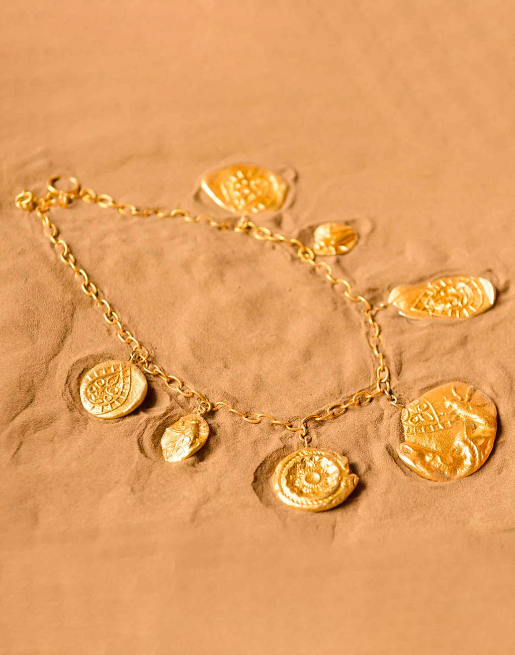 Fossil Charm 3 Necklace - Statement Necklaces - Gold-Plated & Hypoallergenic Jewellery - Made in India - Dubai Jewellery - Dori