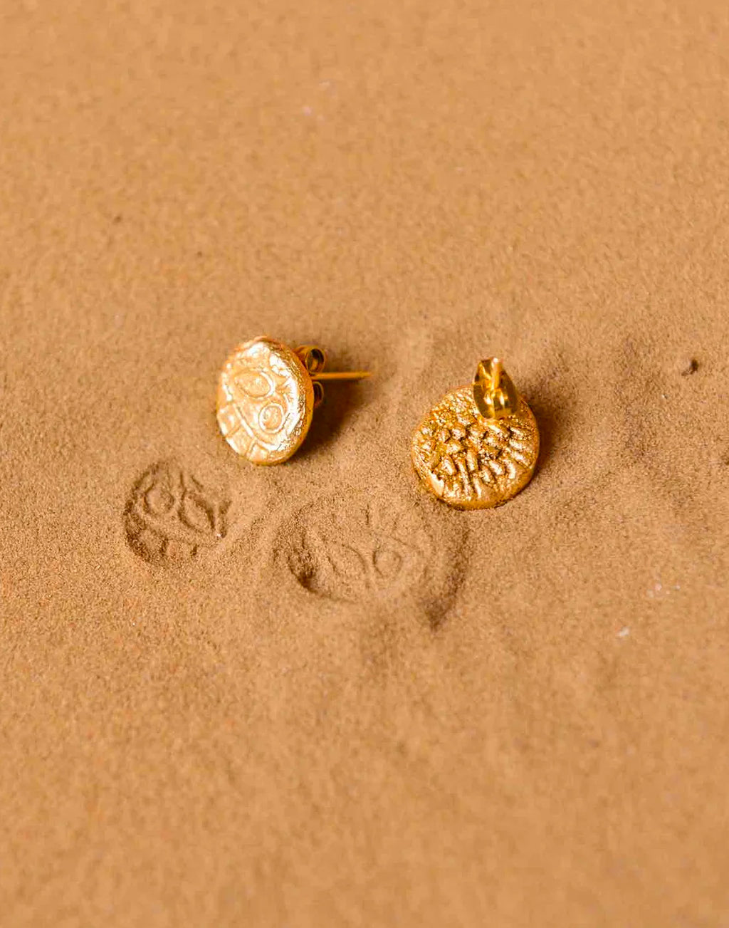 Fossil Studs 1 - Statement Earrings - Gold-Plated & Hypoallergenic Jewellery - Made in India - Dubai Jewellery - Dori