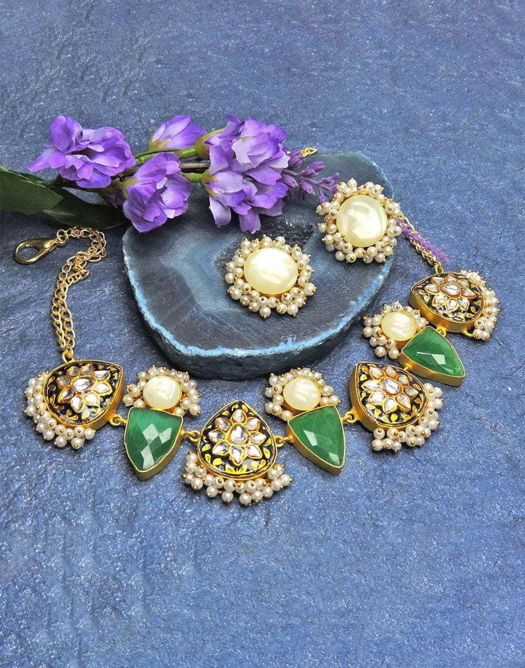 Haathipada & Kundan Bloom Necklace- Handcrafted Jewellery from Dori