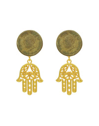 Hamsa Coin Earrings- Handcrafted Jewellery from Dori