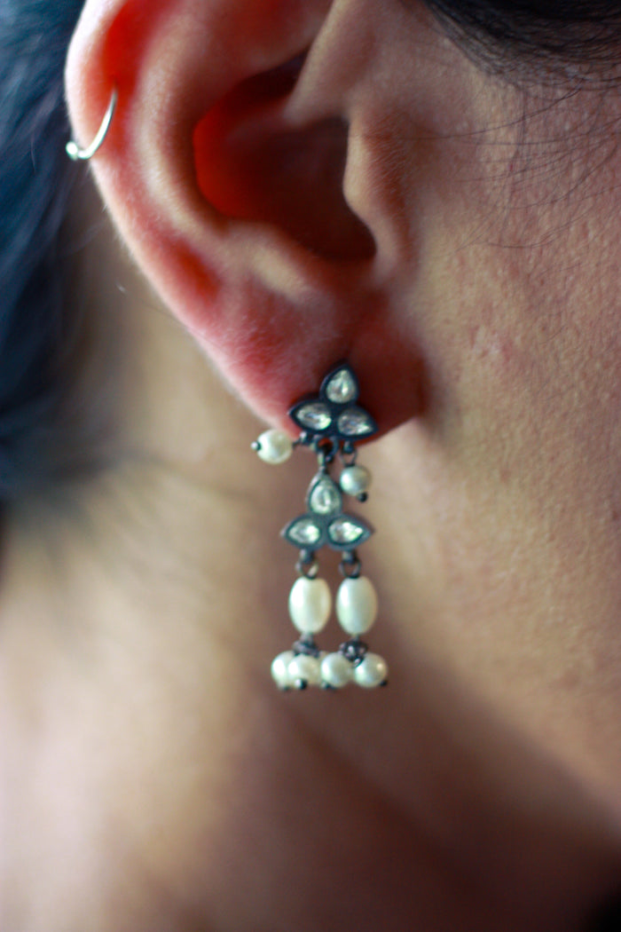 Noor Pearl Kundan Tassel Earrings