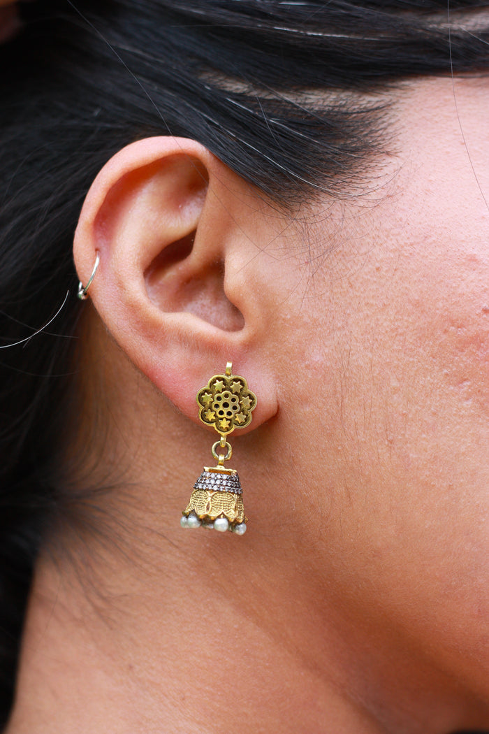 Phool Tara Pavé Jhumka Earrings
