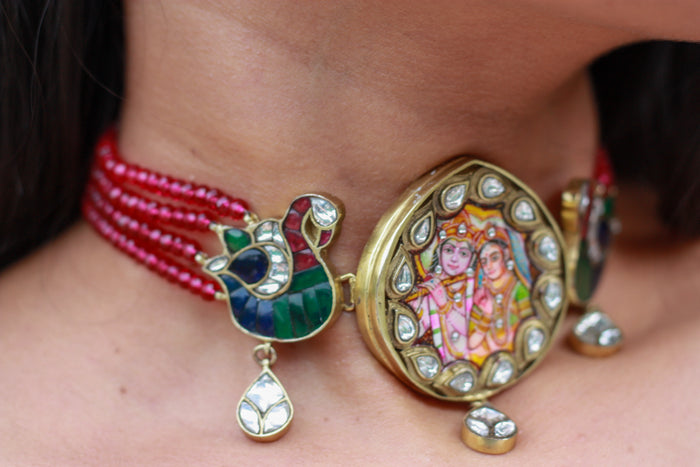 Radha Krishna kundan choker
