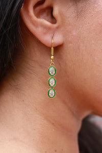 Zehra Green Linear Drop Earrings