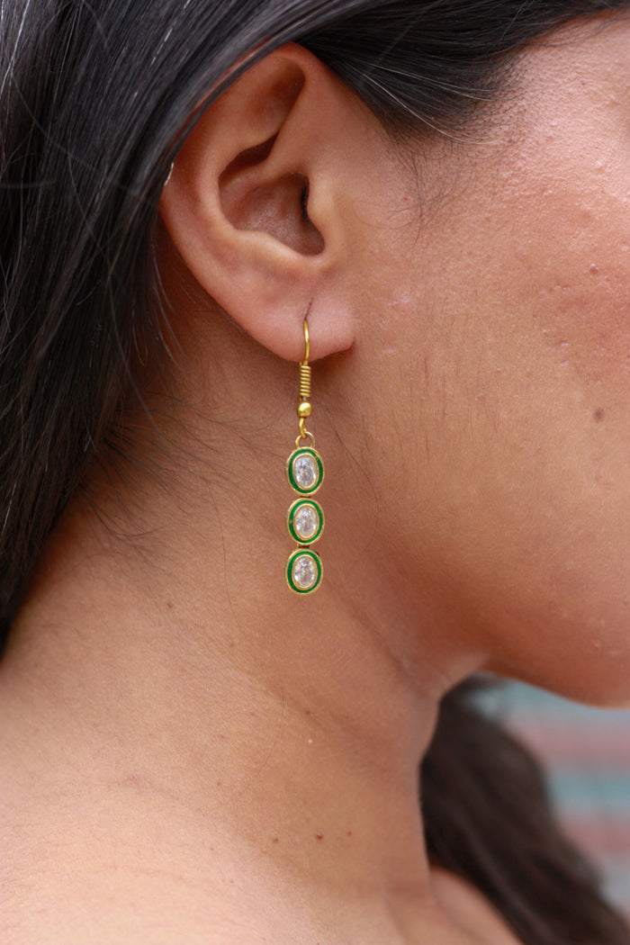Zehra Green Linear Drop Earrings
