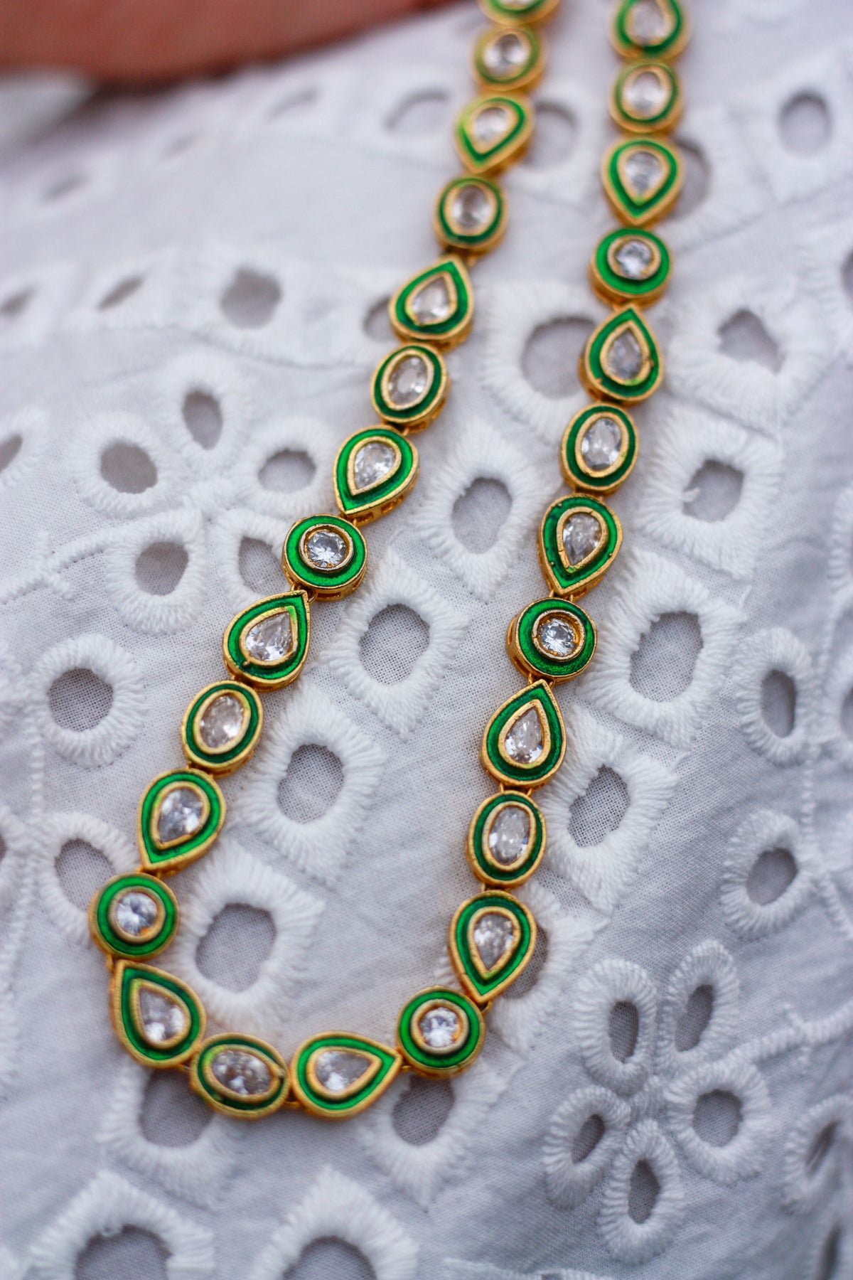 Meera Green Kundan Strand Necklace