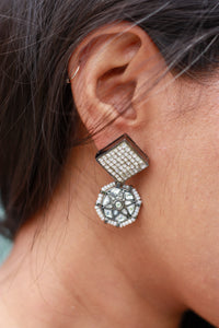 Ira Oxidised Diamond Drop Earrings