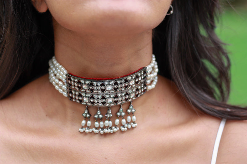 Zoya Pearl Fringe Choker