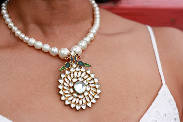 Mayura Pearl Peacock Pendant Necklace