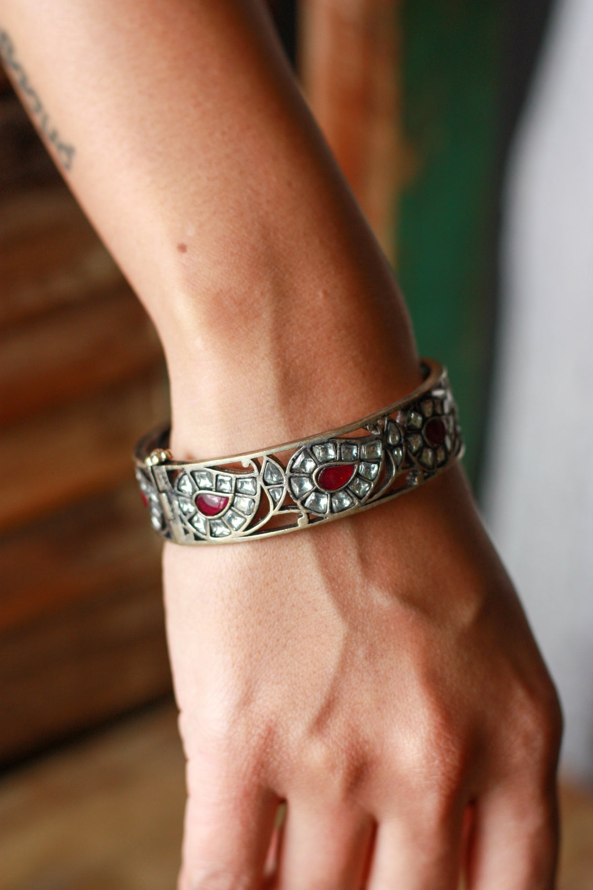 Rani Ruby Polki Cuff Bracelet