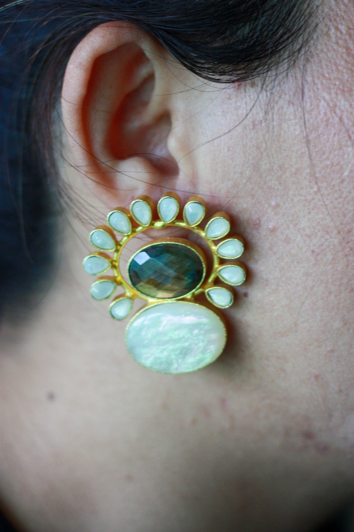 Labradorite Mother of Pearl Studs