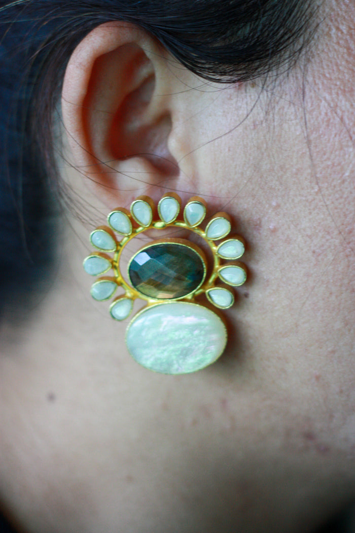 Labradorite Mother of Pearl Studs