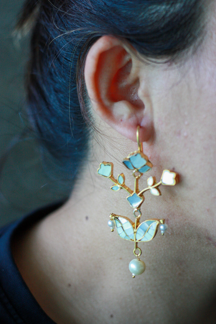 Butterfly Floral MOP Pearl Dangler