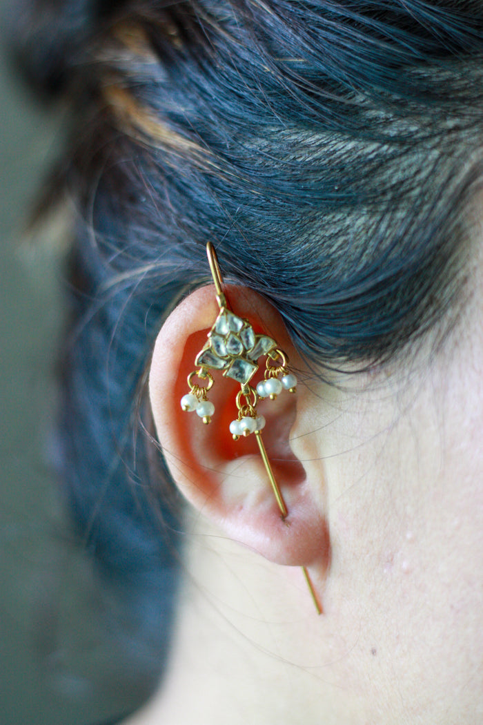 Floral MOP Pearl Ear Climber