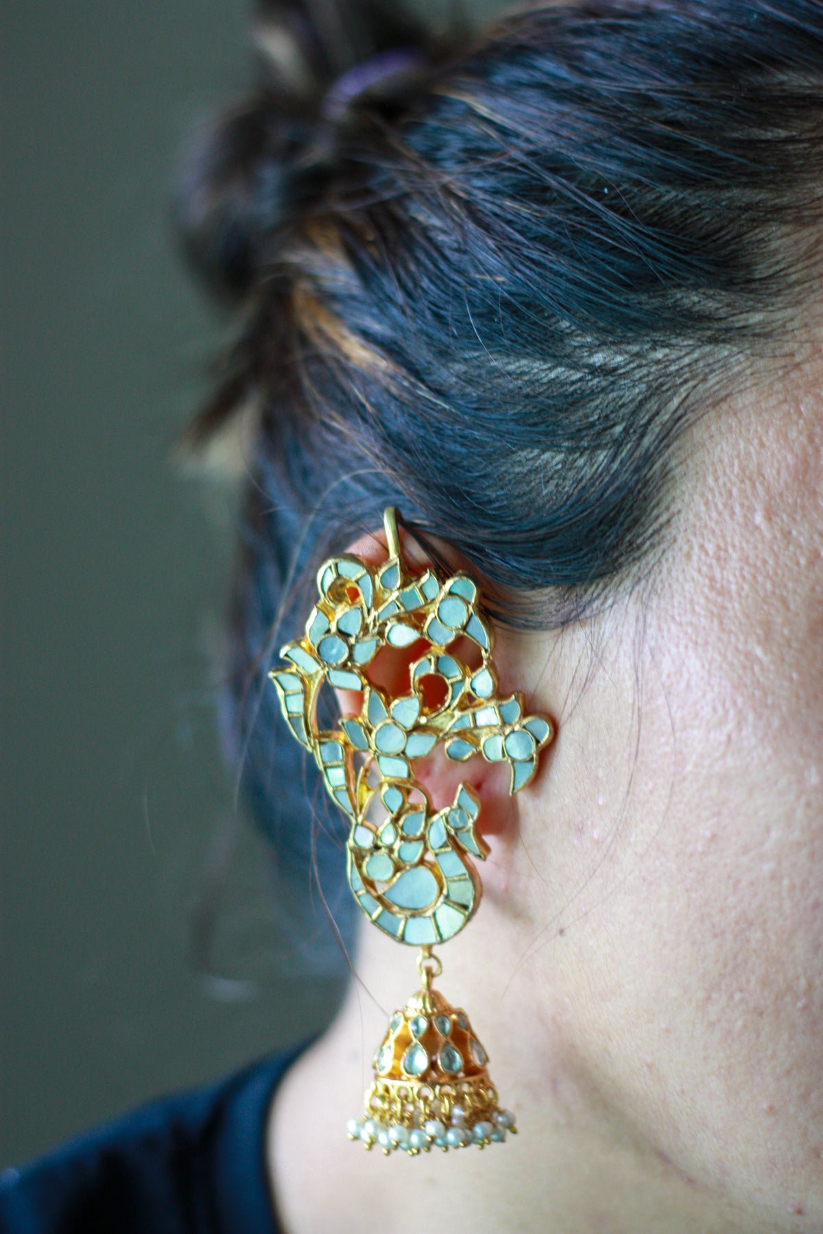 Floral Mosaic Pearl Ear Cuff