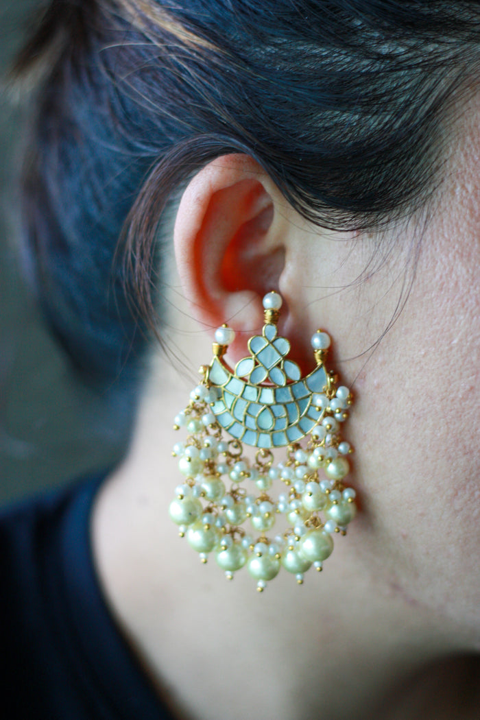 Sage Pearl Geometric Ear Climber