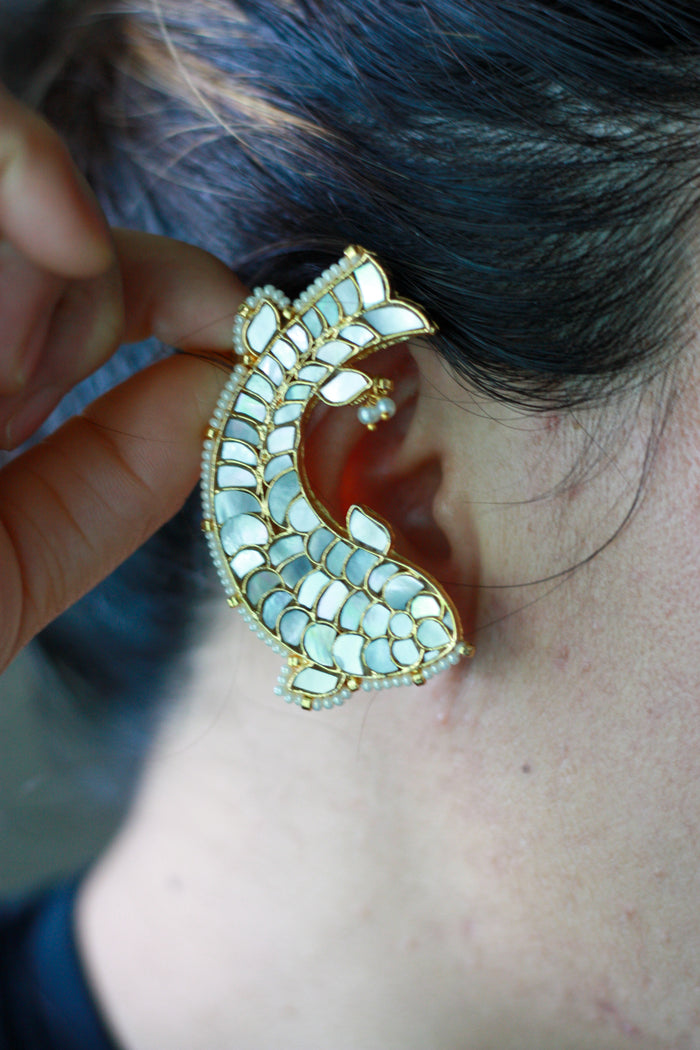 Ivory Mosaic Fish Ear Cuff