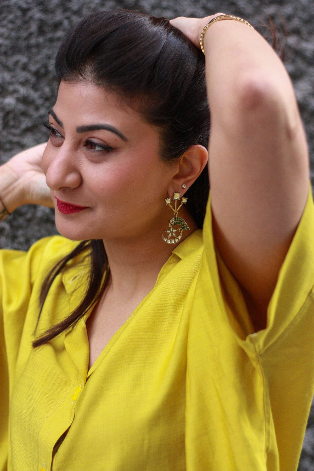 Sitara Crescent Star Drop Earrings