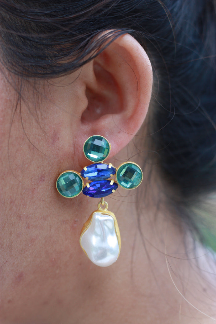Green Blue Crystal Baroque Drop