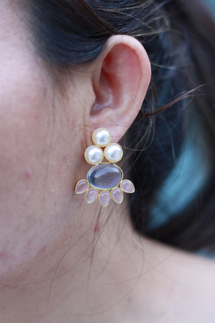 Teal Enamel Lotus Dangler