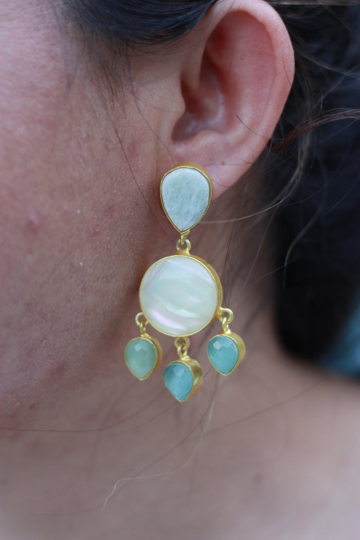 White Pearl Crescent Hoops