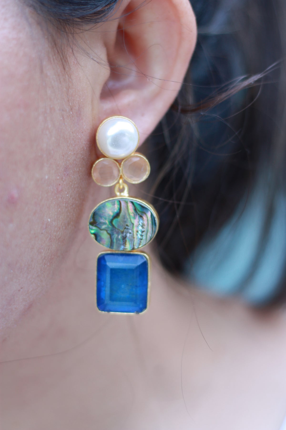 Ruby Stone Temple Earrings