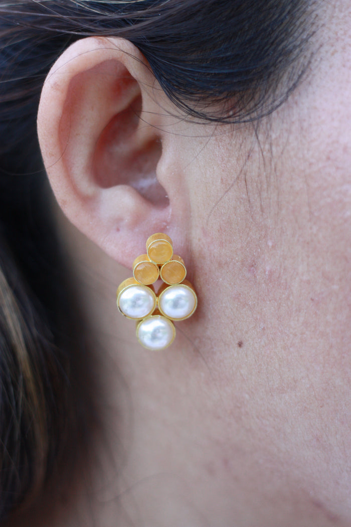 Citrus Pearl Cluster Studs