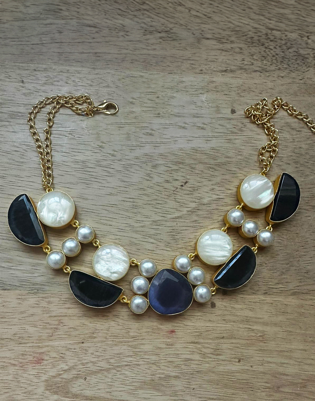 Indigo Monalisa & Shell Necklace- Handcrafted Jewellery from Dori
