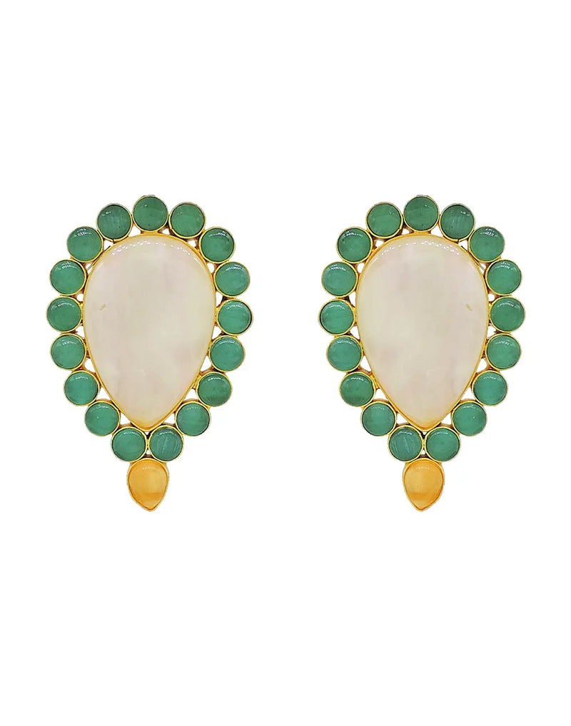 Inverted Drop Earrings | Jade, Blue, Orange & Sage - Statement Earrings - Gold-Plated & Hypoallergenic - Made in India - Dubai Jewellery - Dori